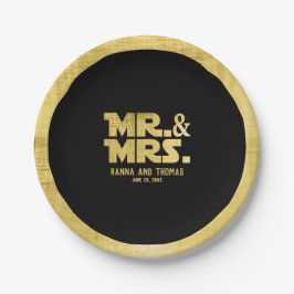 Mr. and Mrs Black Gold Sci Fi Theme Wedding Pappteller