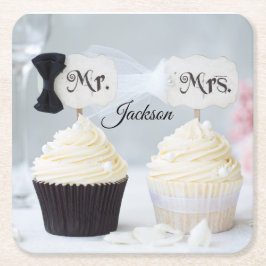 Mr. and Mrs. Bride and Groom Bridal Shower Napkins Rechteckiger Pappuntersetzer