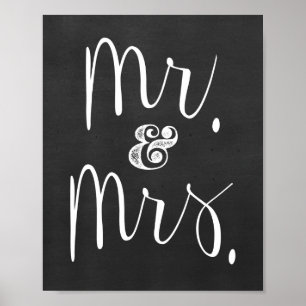 Mr. and Mrs. Chalkboard Wedding Sign Poster