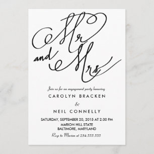 Mr. and Mrs. Classy Typografy Engagement Party Einladung