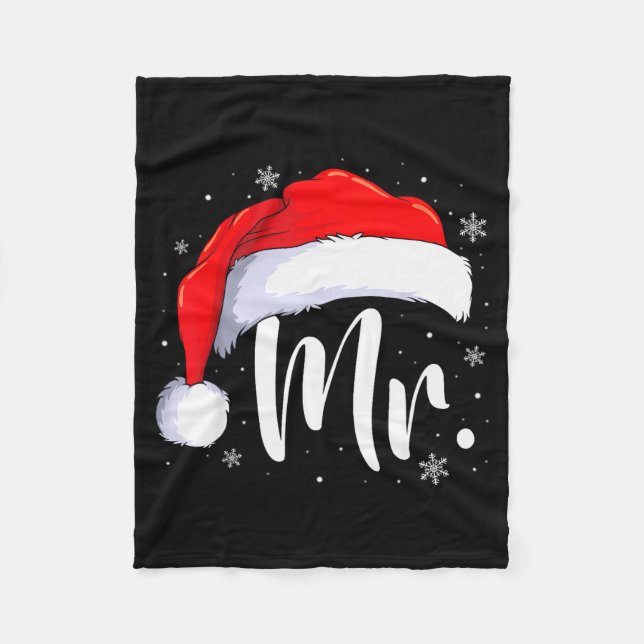 Mr And Mrs Claus Couples Matching Christmas Pajama Fleecedecke (Vorderseite)