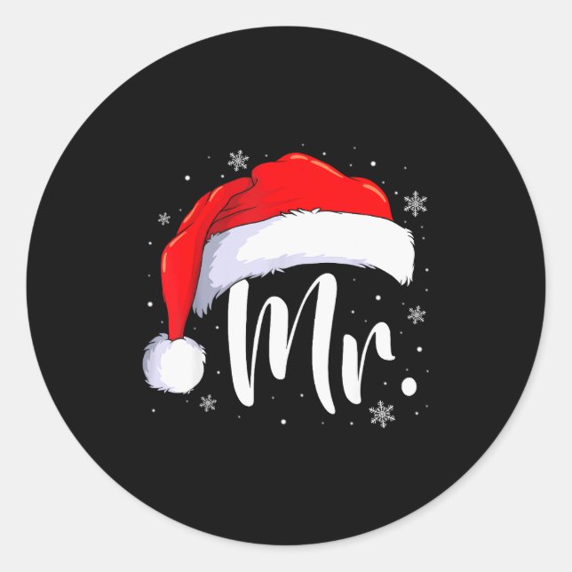Mr And Mrs Claus Couples Matching Christmas Pajama Runder Aufkleber (Vorderseite)