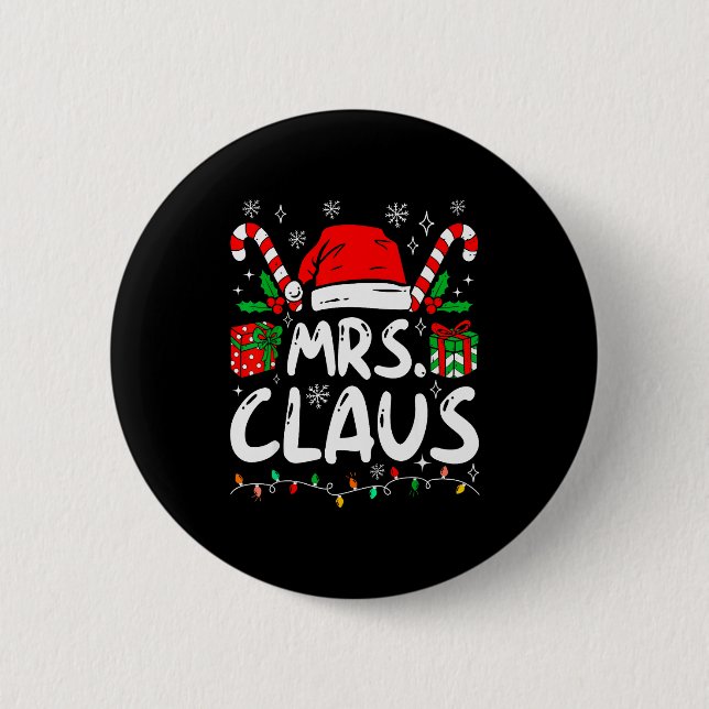 Mr And Mrs Claus Santa Hat Couples Family Christma Button (Vorderseite)