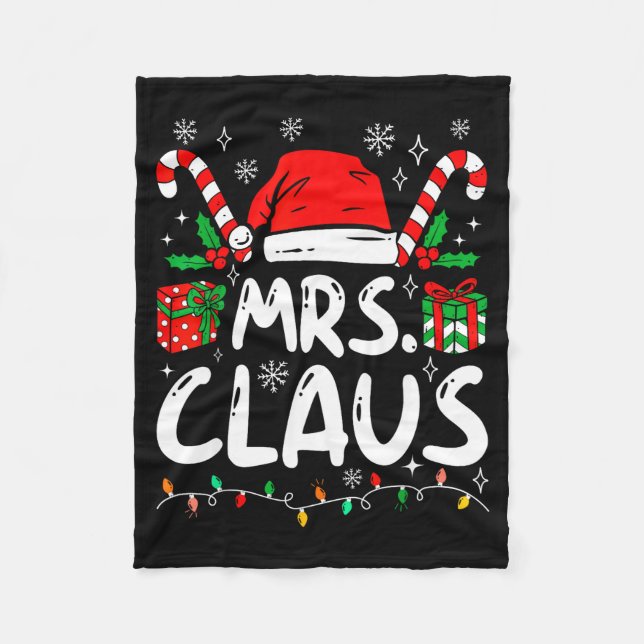 Mr And Mrs Claus Santa Hat Couples Family Christma Fleecedecke (Vorderseite)