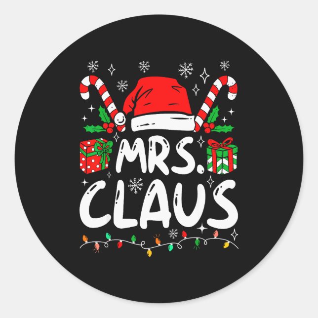 Mr And Mrs Claus Santa Hat Couples Family Christma Runder Aufkleber (Vorderseite)