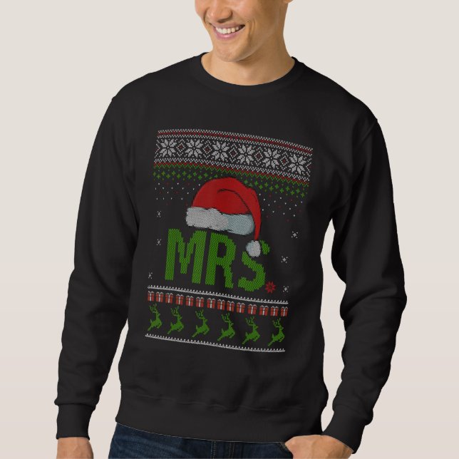 Mr. and Mrs Claus Ugly Christmas Sweater Matching  Sweatshirt (Vorderseite)