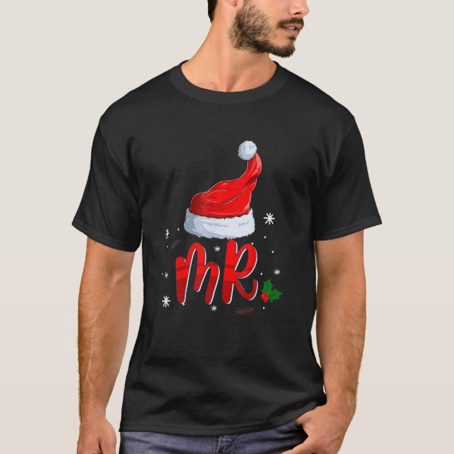 Mr-And-Mrs-Claus Weihnachtspaare Matching Pajama T-Shirt (Vorderseite)