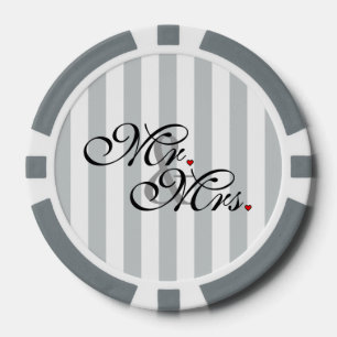 Mr. and Mrs. Click to Customize Color Stripes Pokerchips
