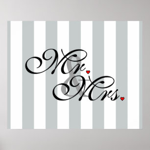 Mr. and Mrs. Click to Customize Color Stripes Poster