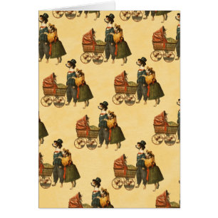 Mr. and Mrs Dog and Puppy Vintag Wallpaper 1899