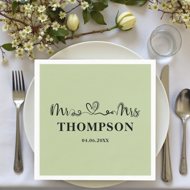 Mr and Mrs Elegant Simple | Sage Green Serviette (Von Creator hochgeladen)
