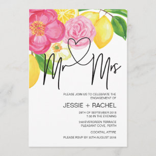 Mr. and Mrs. Engagement Party Summer Floral Einladung