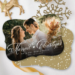 Mr. and Mrs. First Verheiratet Christmas Foto Wedd Feiertagskarte