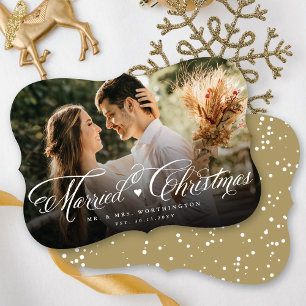 Mr. and Mrs. First Verheiratet Christmas Foto Wedd Feiertagskarte