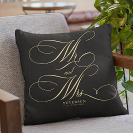 Mr. and Mrs. gold script personalisierte Hochzeits Kissen