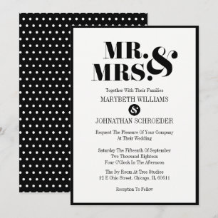 Mr. and Mrs Modern Bold Wedding Einladungskarte