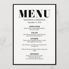 Mr. and Mrs Modern Bold Wedding Menu Card Menükarte