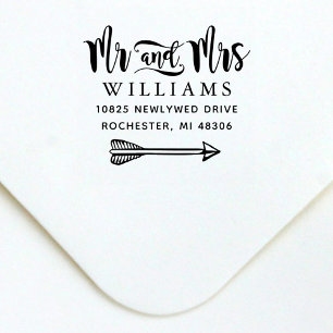 Mr. and Mrs. Modern Handwriting Script Wedding Permastempel