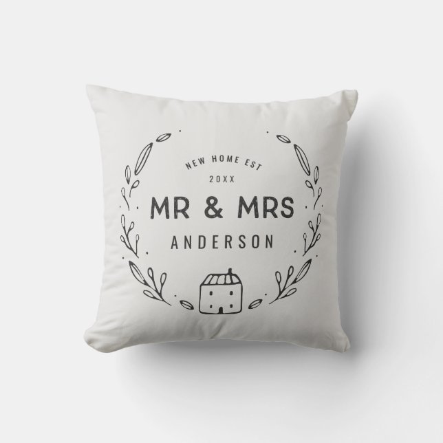 Mr. and Mrs New Zuhause Kissen (Vorderseite)