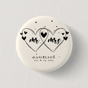 Mr. and Mrs Newly Ivory Color Wedding Button