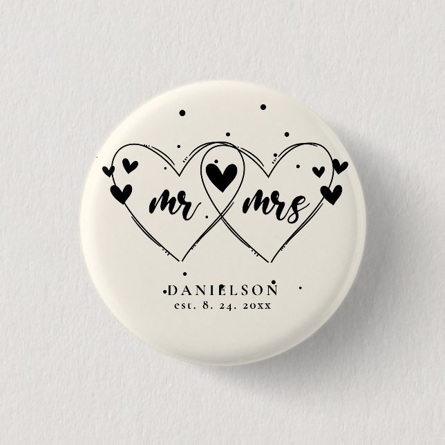 Mr. and Mrs. Newly Ivory Color Wedding Button (Vorderseite)