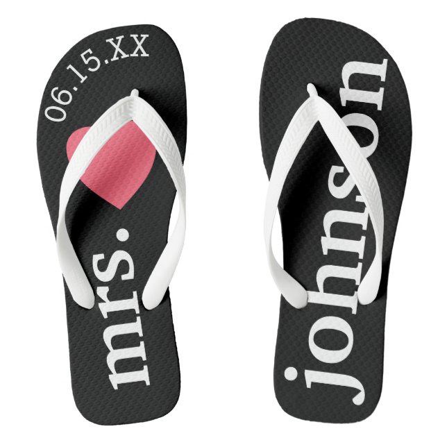 Mr. and Mrs. Personalisiert Honeymoon with Heart Flip Flops (Fußbett)