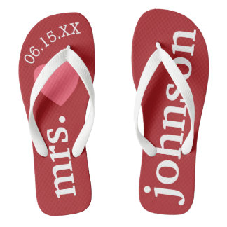 Mr. and Mrs. Personalisiert Honeymoon with Heart Flip Flops