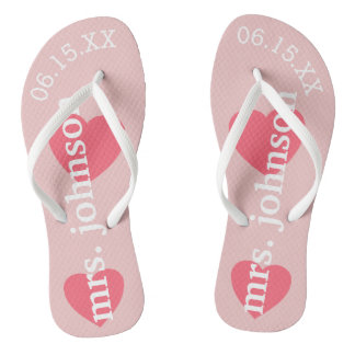 Mr. and Mrs. Personalisiert Honeymoon with Heart Flip Flops