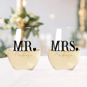 Mr. And Mrs Personalisiert Newly Weds Weinglas Ohne Stiel