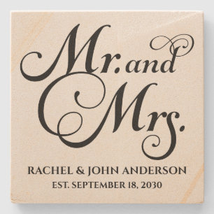 Mr. and mrs, Personalisiert Wedding Gift, Marmor Steinuntersetzer