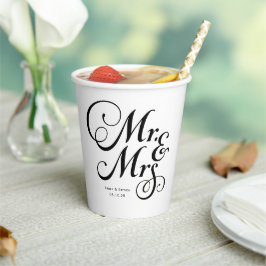 Mr. and Mrs. Rustic style personalisierte Hochzeit Pappbecher
