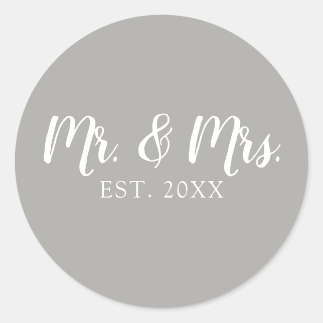 Mr. and Mrs. Script Established Wedding Runder Aufkleber (Vorderseite)