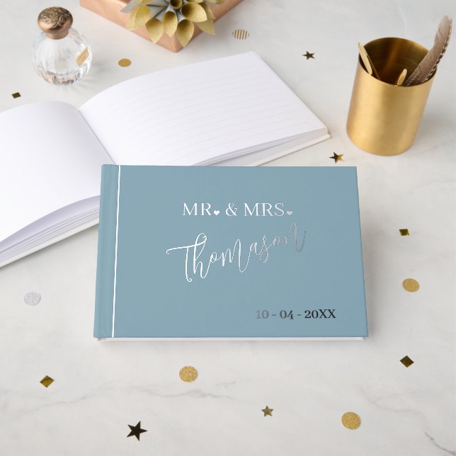 Mr. and Mrs Wedding Day Date Gold Gästebuch (Vorderseite Offen)