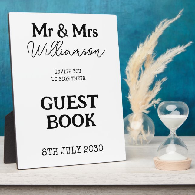 Mr. And Mrs. Wedding Guest Book Sign Fotoplatte (Seite)