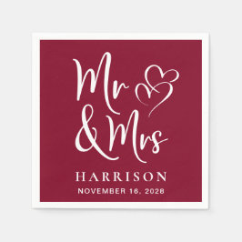 Mr. Burgundy Wedding Reception Serviette