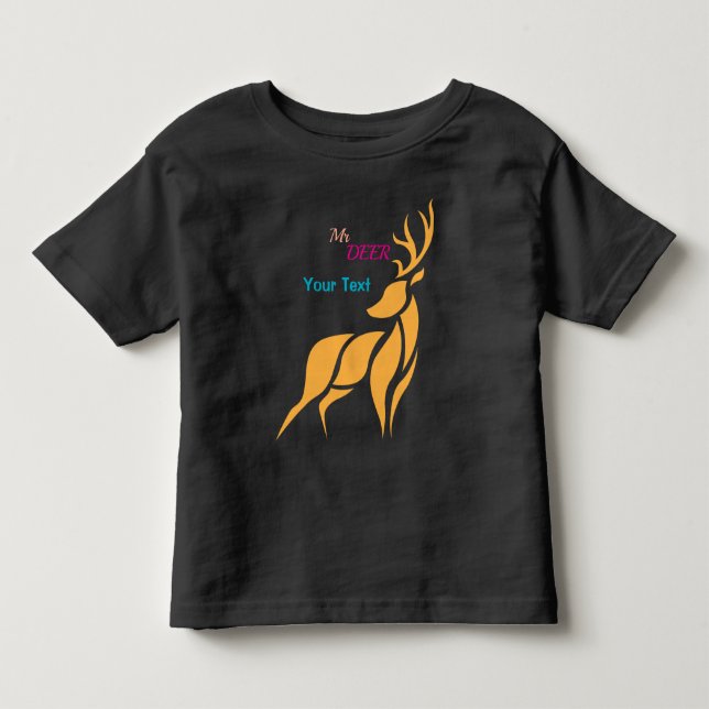 Mr. Deer Graphic – Rustic Woodland Style Kleinkind T-shirt (Vorderseite)