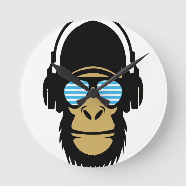 Mr.Dubstep Affe Runde Wanduhr (Vorderseite)