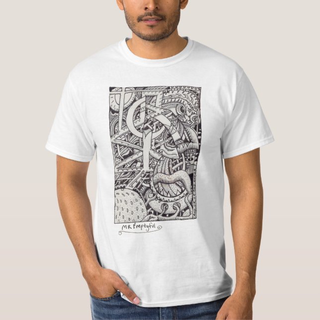 Mr. Emptyful, Tinte zeichnend T-Shirt (Vorderseite)