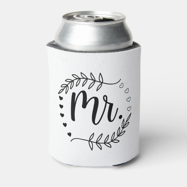 Mr Ever After - Elegantes Herz & Laurel Emblem Dosenkühler (Kanne Rückseite)
