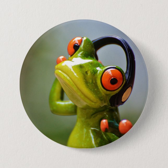 Mr. Frog with Headphones Button (Vorderseite)