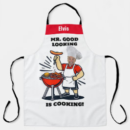 Mr Good Lookin Is Cookin Apron, Personalized Photo Schürze