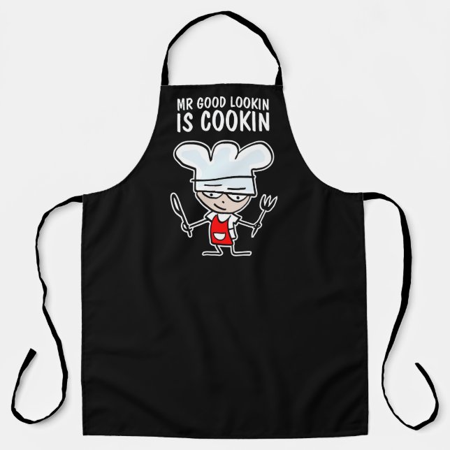 Mr. good lookin lustigen Cartoon Koch GRILLEN Schürze (Vorderseite)