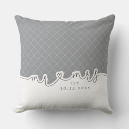 Mr. Heart Script Gray White Wedding Pillow Kissen