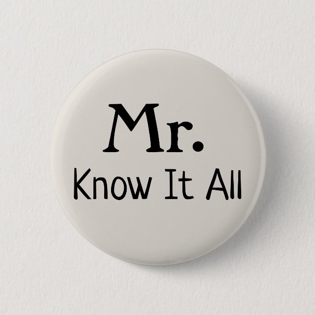 Mr. Know It All Name Plate Button (Vorderseite)