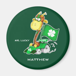 Mr. Lucky. Funny Giraffe St.Patrick's Day Custom Magnet