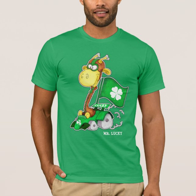 Mr. Lucky. Funny Giraffe St.Patrick's Day T-Shirt (Vorderseite)
