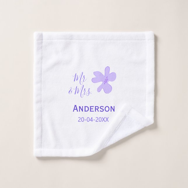 Mr & Mme ajoutent le nom de famille date année cad (Gant de toilette)