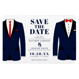 Mr. & Modern Wedding Navy Tux - Save the Date Magnet