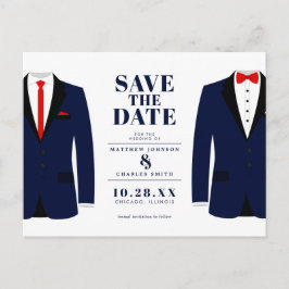 Mr. & Modern Wedding Navy Tux - Save the Date Postkarte