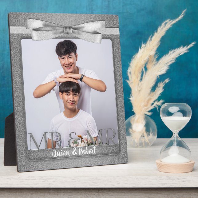 Mr & Mr. Gay Wedding in Silver Foto Fotoplatte (Seite)